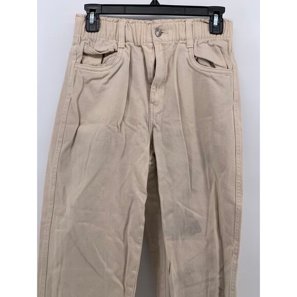 H&M Women's Tan High-Waist Twill Casual Trousers SZ 2 - Picture 3 of 11